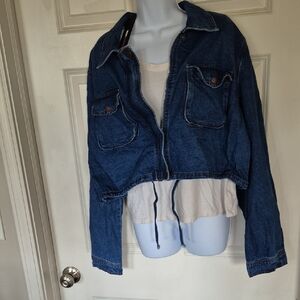Fashion Nova Blue Cropped Jean Jacket